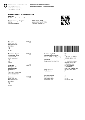 PAEDS — Swiss Passar export declaration (PDF preview)