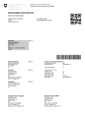 PAIDS — Swiss Passar import declaration (PDF preview)