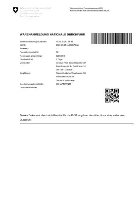 Swiss Passar transit declaration (PDF preview)
