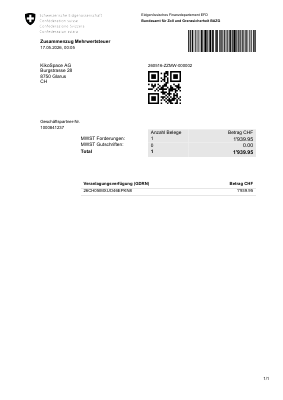 Swiss import VAT summary of finances (PDF preview)